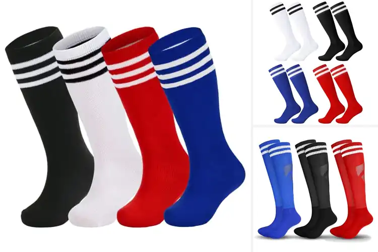 Detailed view of Best Black Blue Red Soccer Socks: Dominate the Field