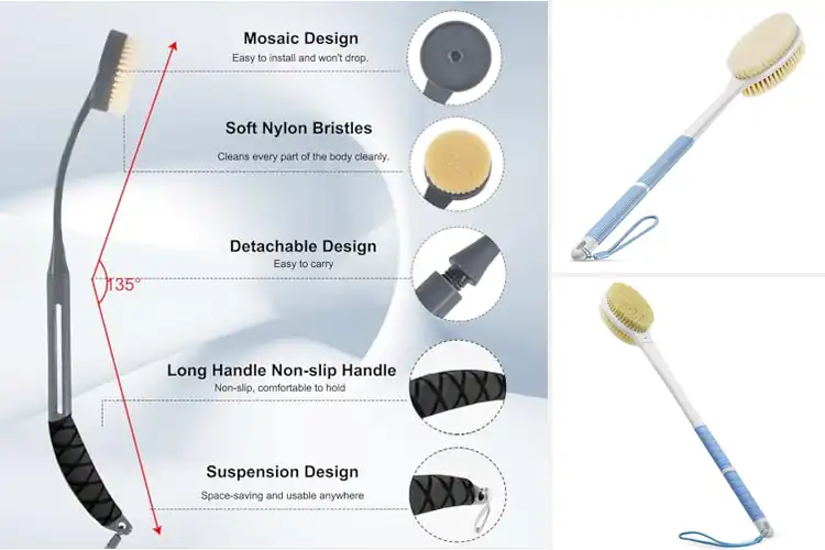 Detailed view of Best Long Handle Back Brushes for Effortless Cleanse