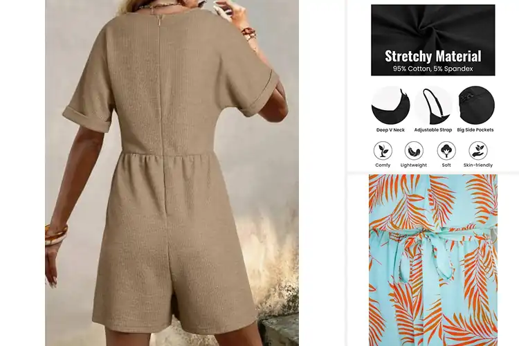 Detailed view of Best V Neck Rompers: Top 10 Stylish & Comfy Summer Picks